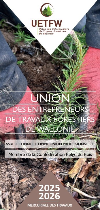 Couverture de la Mercuriale des travaux forestiers 2025-26 éditée par l'UETFW et la Confédération Belge du Bois